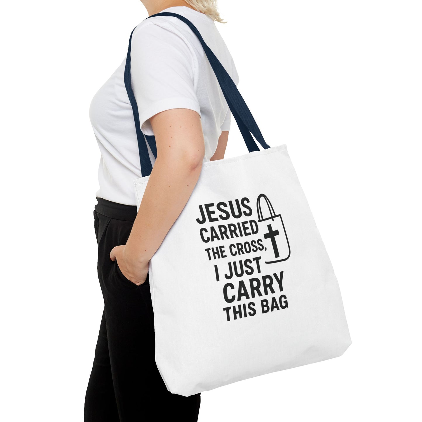 Christian Tote Bag - Jesus Carried the Cross, Everyday Use, Gift for Believers, Church Events, Eco-Friendly Shopping Bag