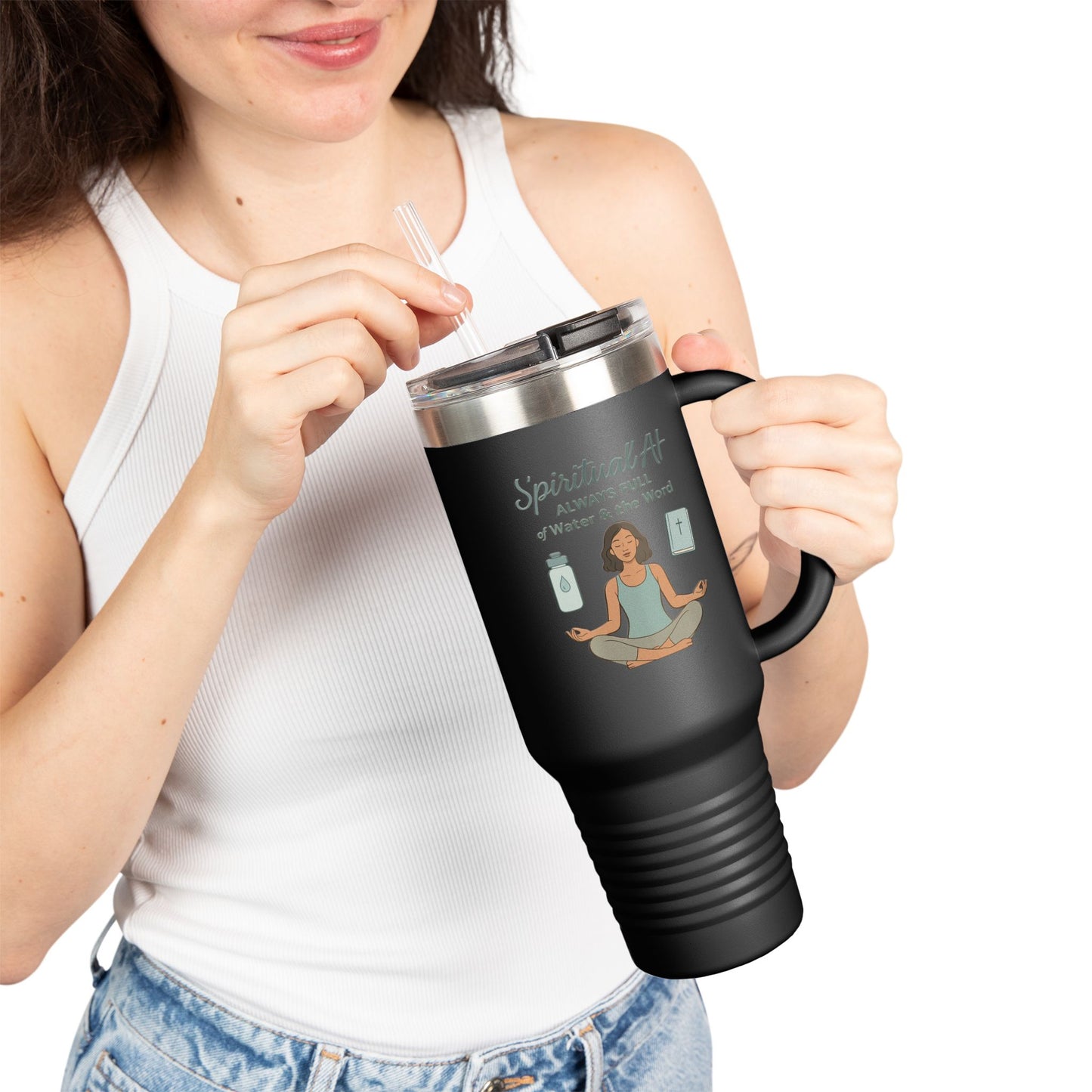 Spiritual Themed Insulated Travel Mug | 40oz | Mindfulness | Hot & Cold Drink | Meditation | Fitness | Gift for Yogis