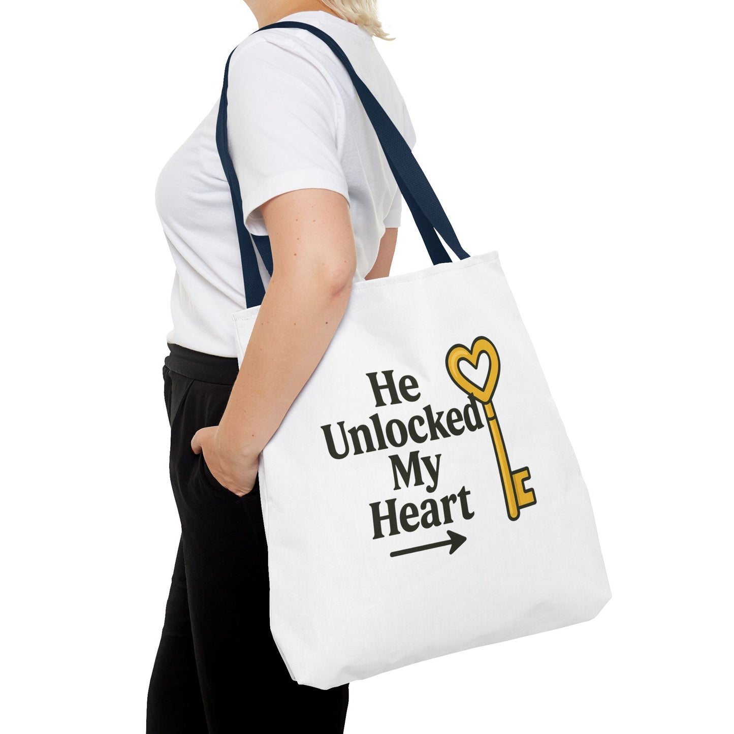 Heart Unlocking Quote Tote Bag, Valentine's Gift, Love Theme, Stylish Shoulder Bag, Perfect for Everyday Use, Cute Fashion Accessory
