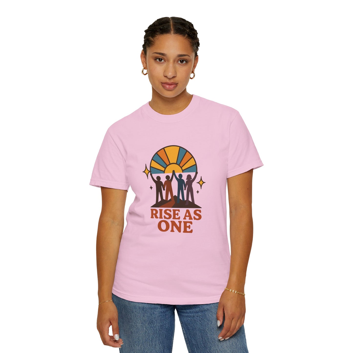 Unisex Rise As One T-Shirt, Garment-Dyed Tee for Unity, Community Events, LGBTQ+ Pride, Casual Wear, Gift for Friends