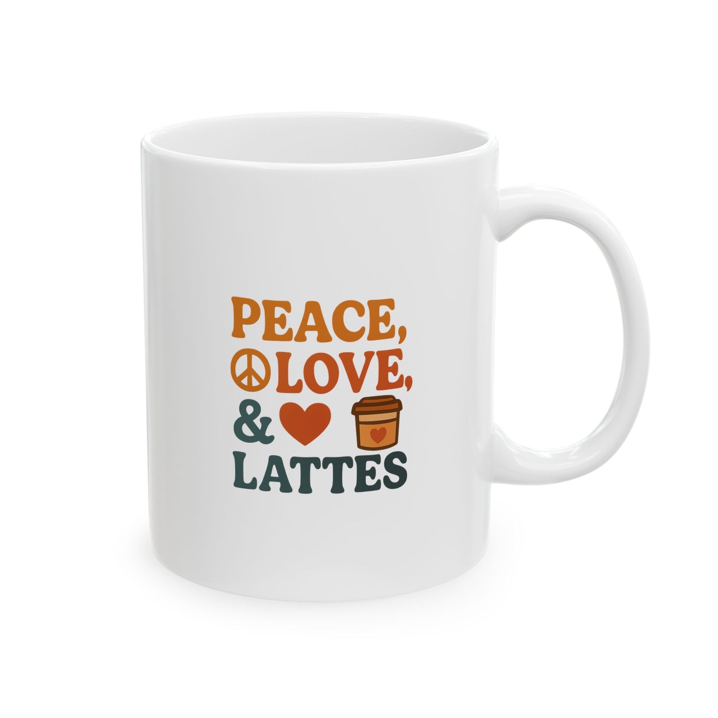 Peace Love & LattesCeramic Mug - Perfect for Coffee Lovers, Gift for Mom, Cute Kitchen Decor, Personalized Mug, Birthday Gift