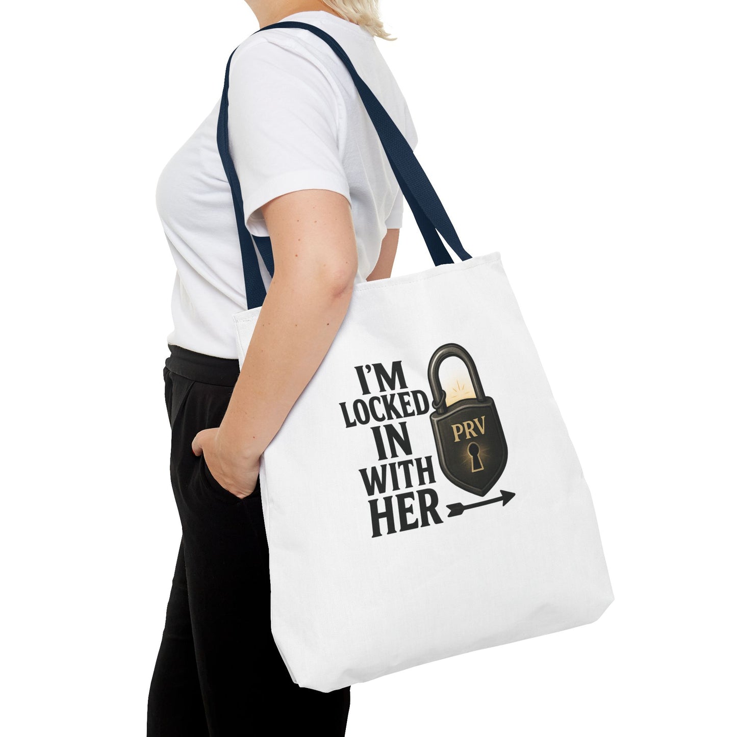 Locked In With Her Tote Bag, Funny Gift for Couples, Personalized Shopping Tote, Everyday Carryall, Unique Friendship Present