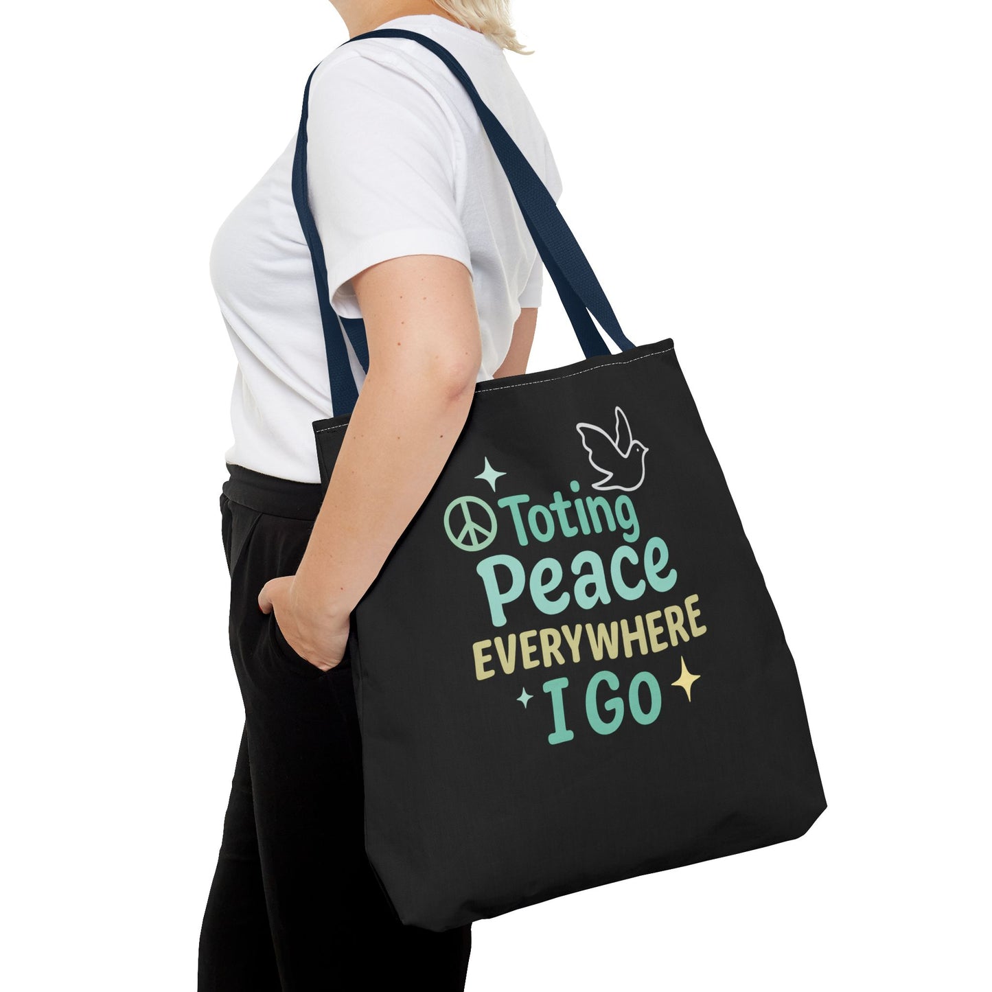 Peace-Themed Tote Bag Empower Your Journey, Eco-Friendly, Shopping, Beach, Gifts, Everyday Use