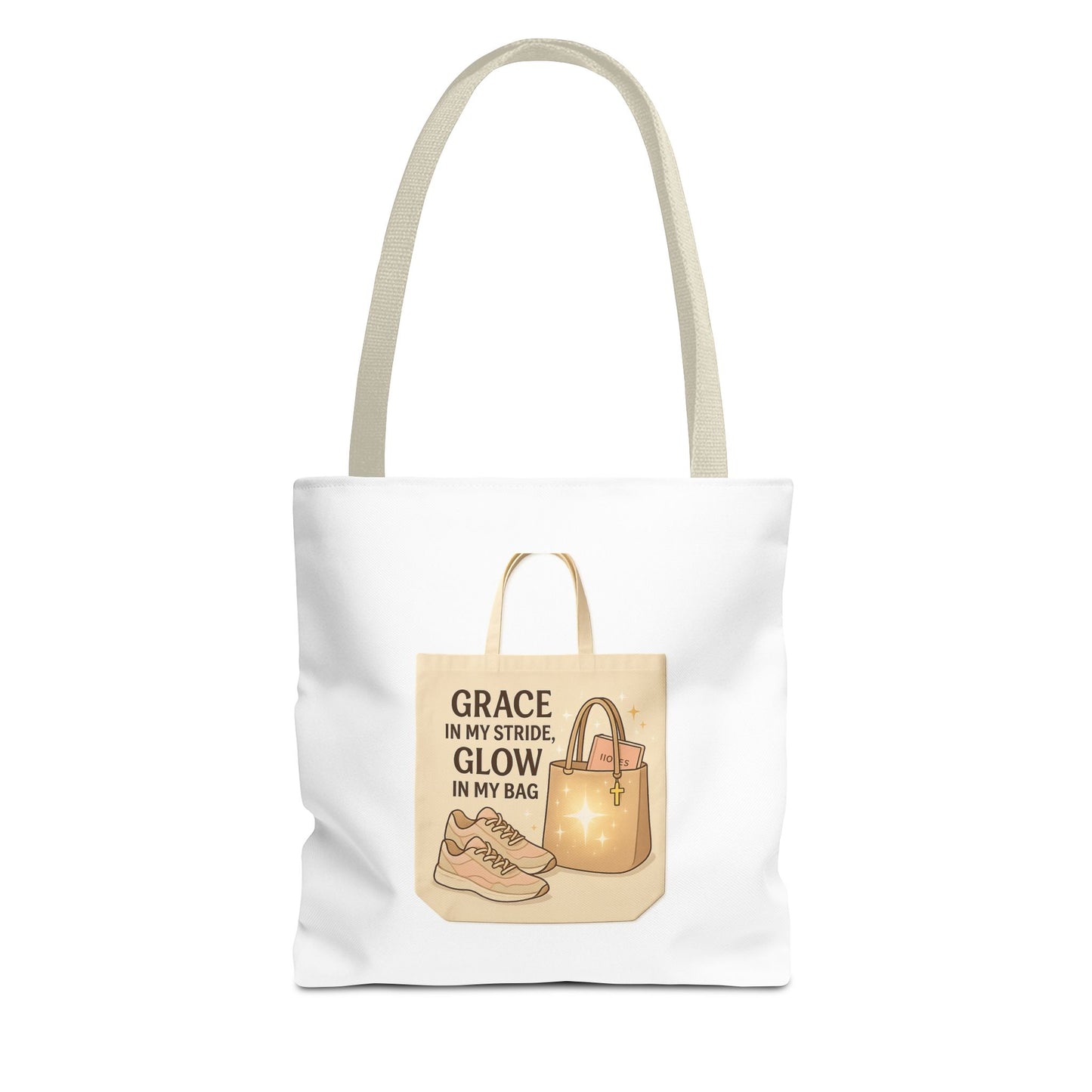 Chic Inspirational Tote Bag, Grace in My Stride Glow in My Bag, Motivational Gift, Daily Use, Eco-Friendly Shopping Bag, Trendy Handbag