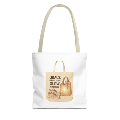 Chic Inspirational Tote Bag, Grace in My Stride Glow in My Bag, Motivational Gift, Daily Use, Eco-Friendly Shopping Bag, Trendy Handbag