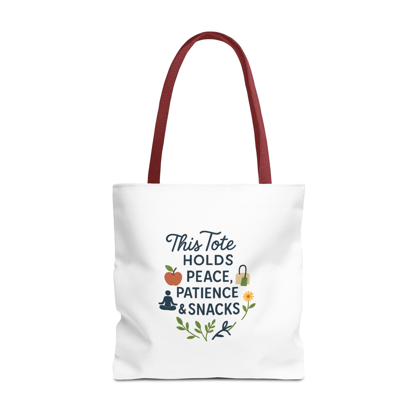 Peace, Patience & Snacks Tote Bag | Eco-Friendly Shopper, Gift for Friends, Beach Tote, Daily Carryall, Motivational Bag