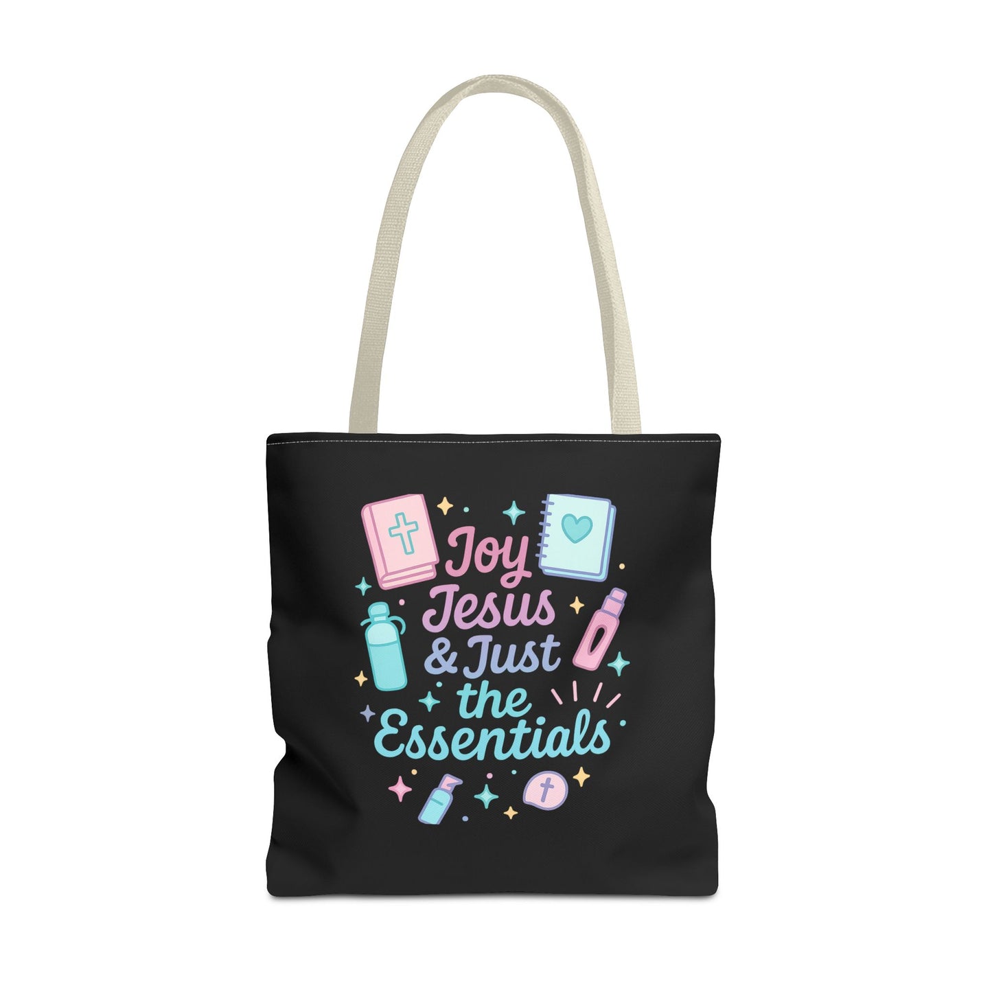 Joyful Essentials Tote Bag for Faith Lovers, Christian Canvas Bag, Unique Gift for Church, Bible Study, Everyday Use, Stylish Carryall