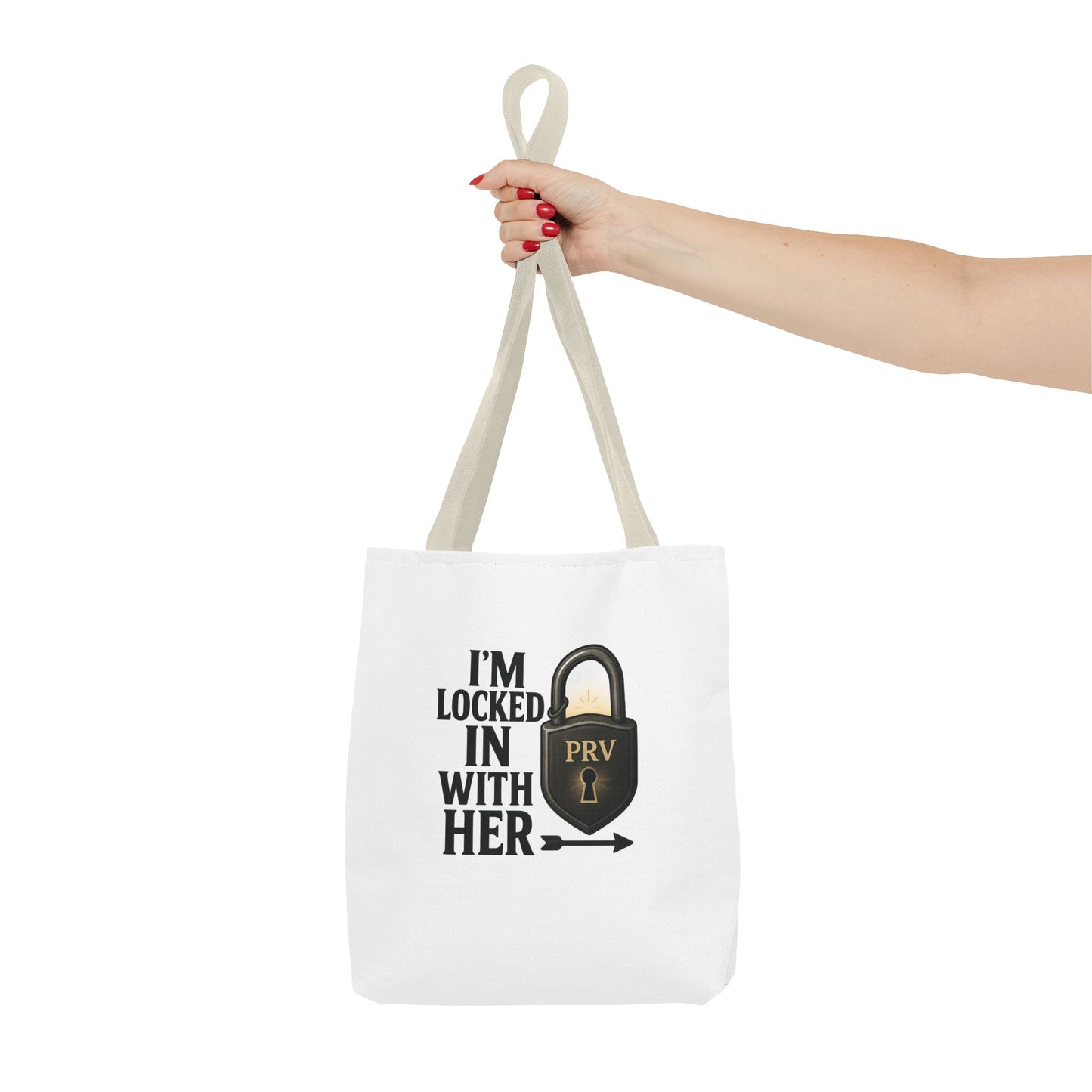 Locked In With Her Tote Bag, Funny Gift for Couples, Personalized Shopping Tote, Everyday Carryall, Unique Friendship Present