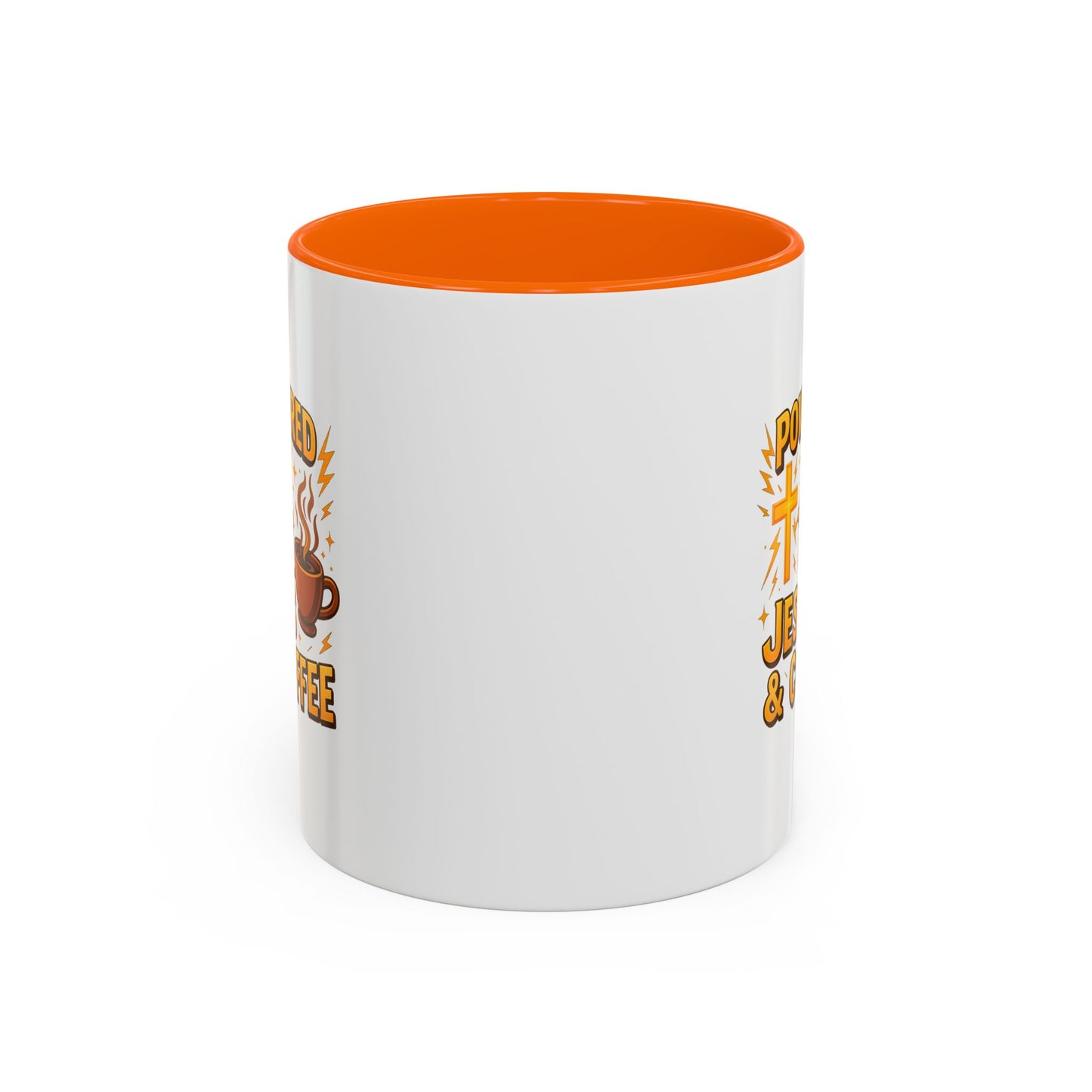 Coffee Lover's Accent Mug - Powered by Jesus & Coffee, Inspirational Drinkware, Christian Gift, Coffee Enthusiast, Religious Mug, [...]