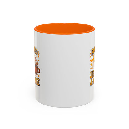 Coffee Lover's Accent Mug - Powered by Jesus & Coffee, Inspirational Drinkware, Christian Gift, Coffee Enthusiast, Religious Mug, [...]