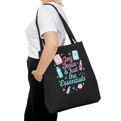 Joyful Essentials Tote Bag for Faith Lovers, Christian Canvas Bag, Unique Gift for Church, Bible Study, Everyday Use, Stylish Carryall