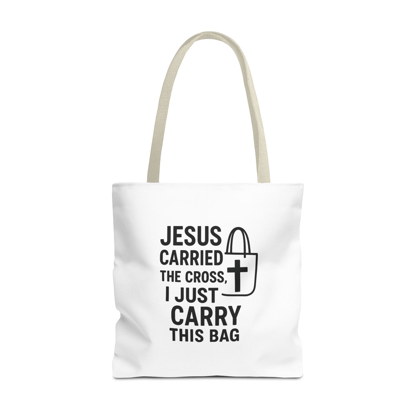 Christian Tote Bag - Jesus Carried the Cross, Everyday Use, Gift for Believers, Church Events, Eco-Friendly Shopping Bag