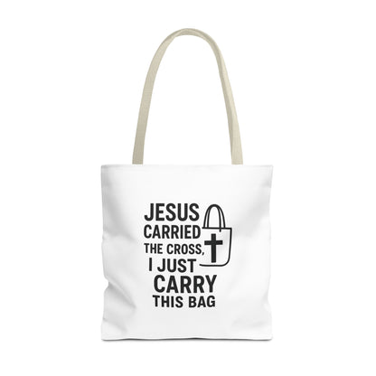 Christian Tote Bag - Jesus Carried the Cross, Everyday Use, Gift for Believers, Church Events, Eco-Friendly Shopping Bag