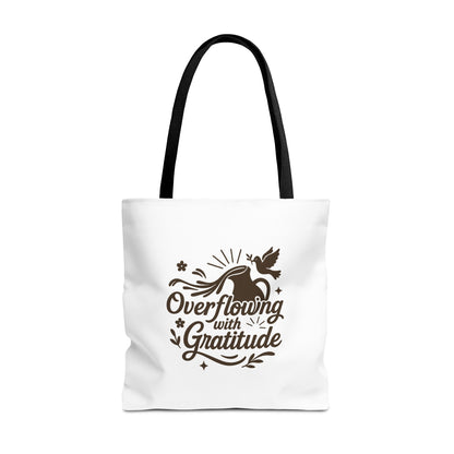 Overflowing with Gratitude Tote Bag - Eco-Friendly, Reusable Shopping Bag, Gift for Friends, Thank You Gift, Inspirational Design