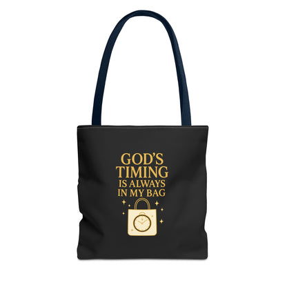 God's Timing Tote Bag | Motivational Bag for Everyday Use, Gift for Believers, Casual Tote for Work, School, and Travel