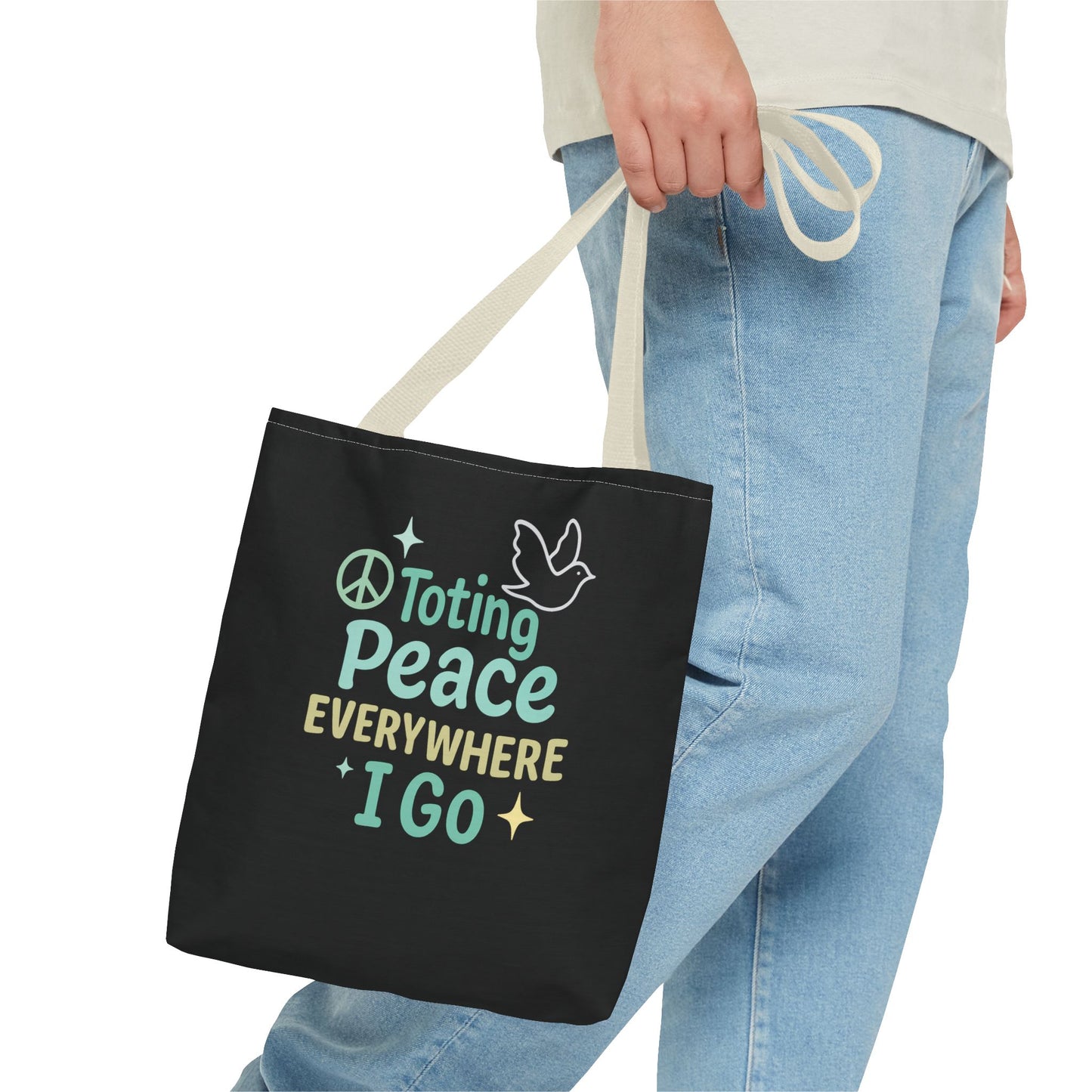 Peace-Themed Tote Bag Empower Your Journey, Eco-Friendly, Shopping, Beach, Gifts, Everyday Use