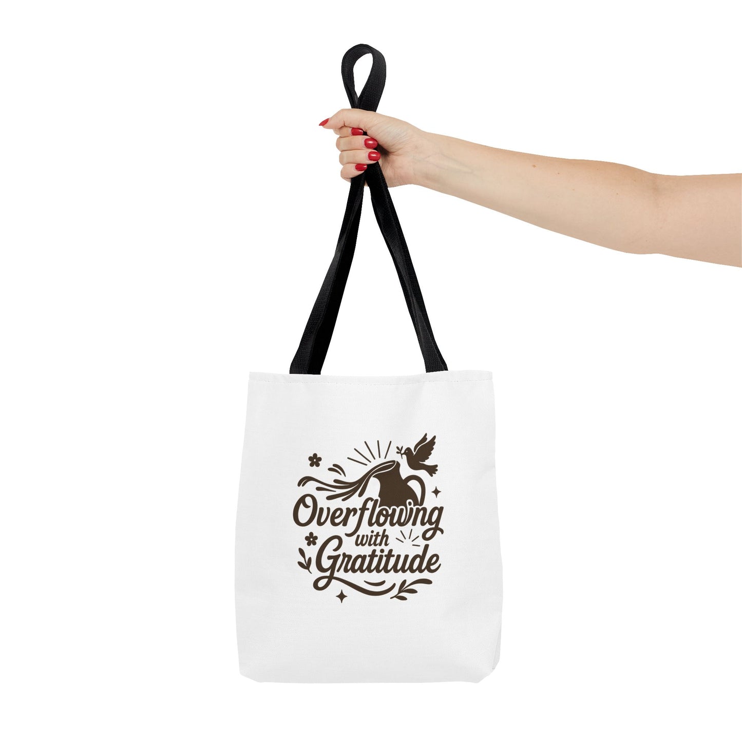 Overflowing with Gratitude Tote Bag - Eco-Friendly, Reusable Shopping Bag, Gift for Friends, Thank You Gift, Inspirational Design