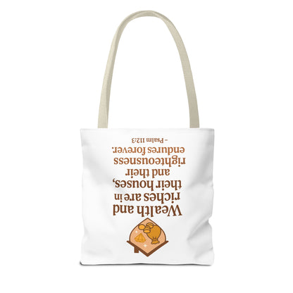 Psalm 112:3 Bible Verse Tote Bag