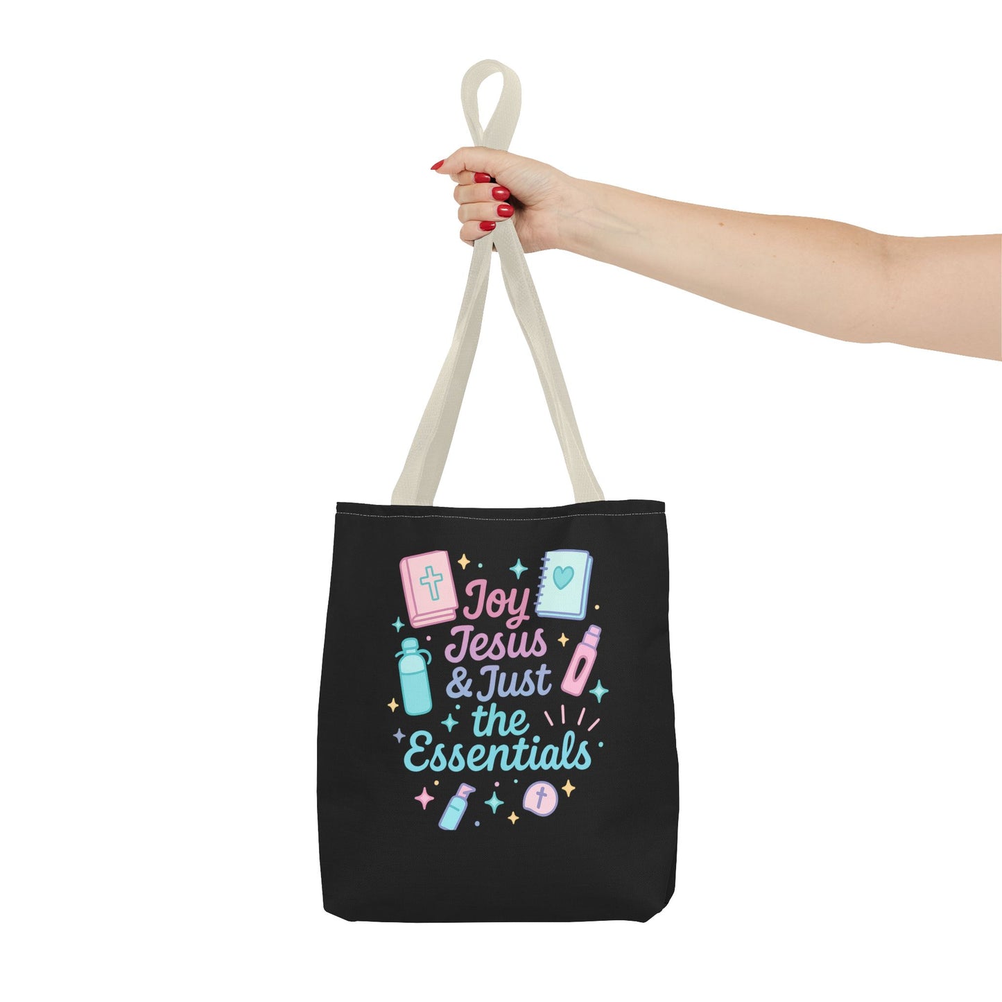 Joyful Essentials Tote Bag for Faith Lovers, Christian Canvas Bag, Unique Gift for Church, Bible Study, Everyday Use, Stylish Carryall