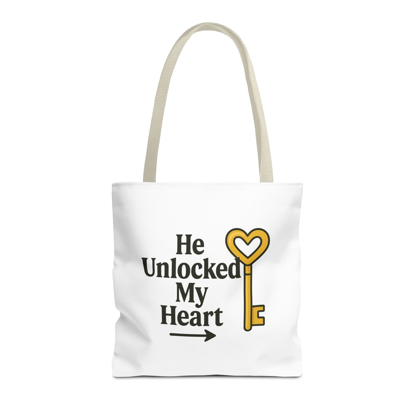 Heart Unlocking Quote Tote Bag, Valentine's Gift, Love Theme, Stylish Shoulder Bag, Perfect for Everyday Use, Cute Fashion Accessory