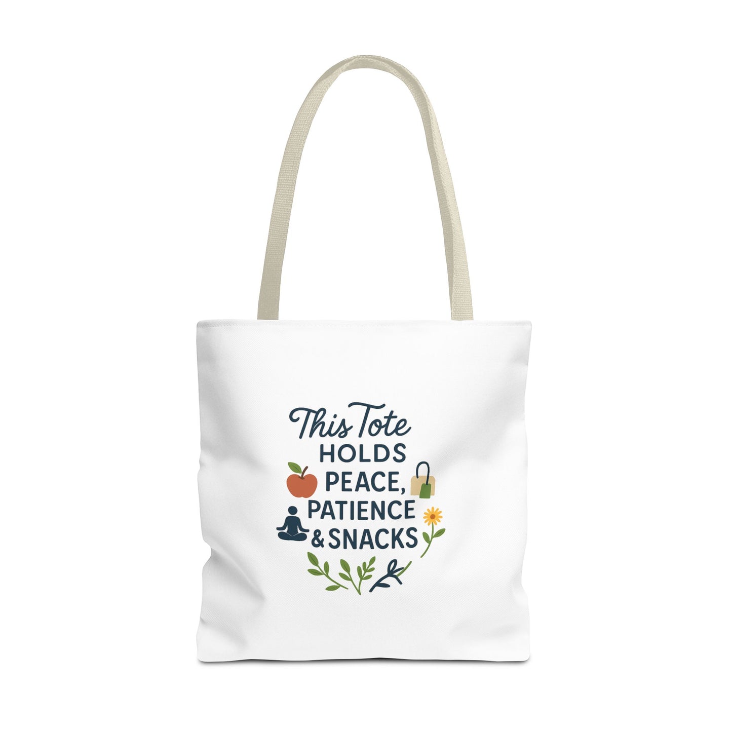 Peace, Patience & Snacks Tote Bag | Eco-Friendly Shopper, Gift for Friends, Beach Tote, Daily Carryall, Motivational Bag