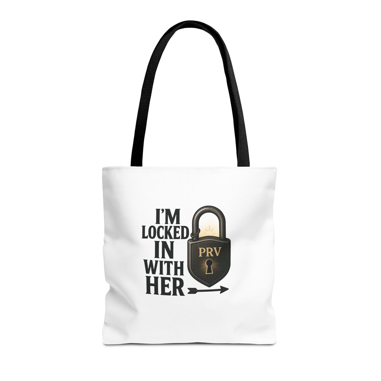 Locked In With Her Tote Bag, Funny Gift for Couples, Personalized Shopping Tote, Everyday Carryall, Unique Friendship Present