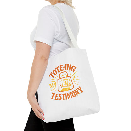 Testimony Tote Bag - Stylish AOP Bag for Daily Use, Perfect for Church, Casual Outings, or Gifts, Christian Tote, Inspirational Bag