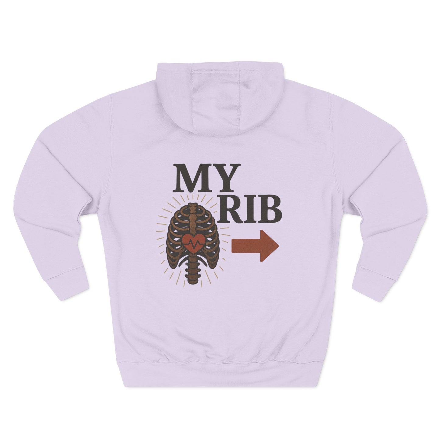 Heartfelt Rib Graphic Hoodie for Couples, Valentine's Day Gift, Matching Sweatshirt, Cozy Fleece, Romantic Style