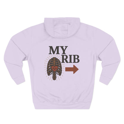Heartfelt Rib Graphic Hoodie for Couples, Valentine's Day Gift, Matching Sweatshirt, Cozy Fleece, Romantic Style