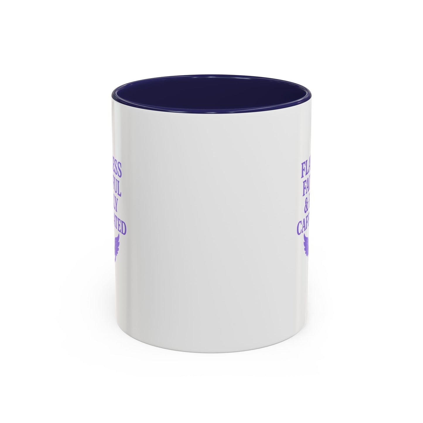 Flawless & Fully Caffeinated Accent Coffee Mug for Faithful Friends, Inspirational Gift, Morning Motivation Cup, Bible Lover's Mug