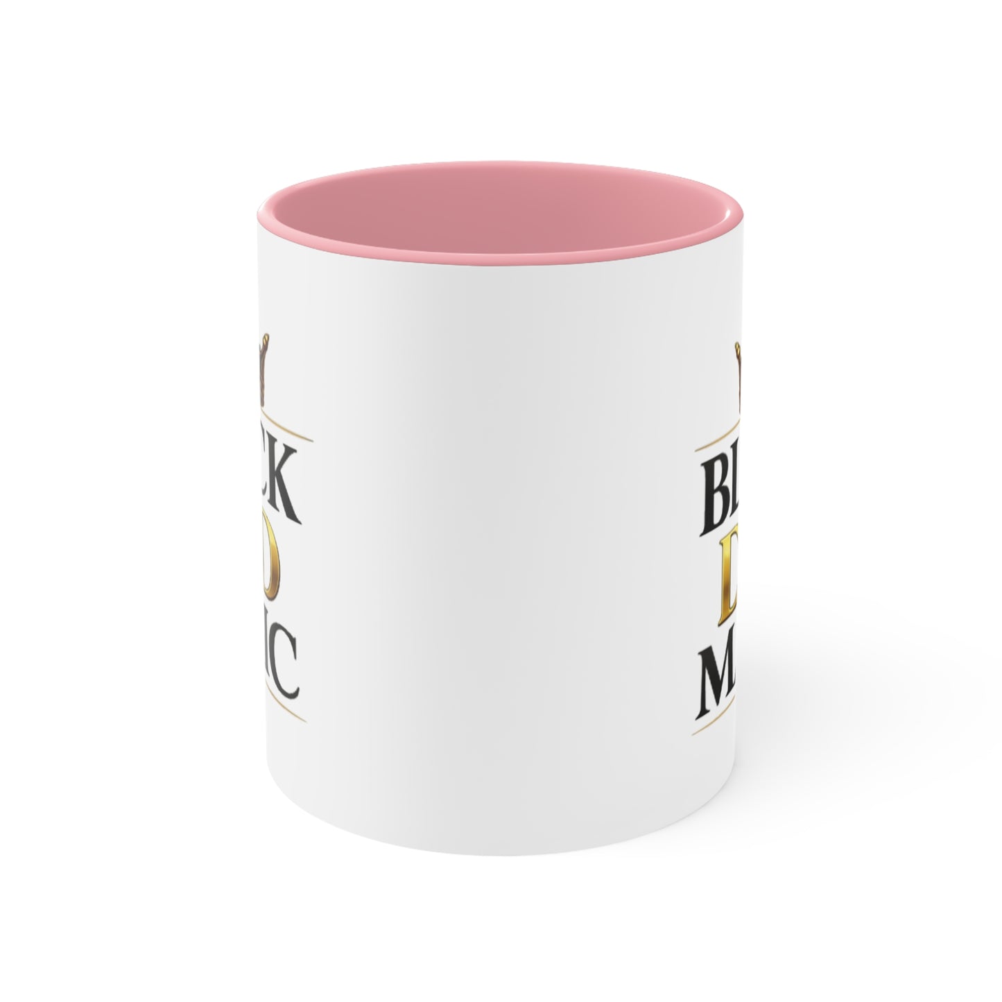 Black Dad Magic Accent Mug — Pink Interior & Handle, Crown Graphic
