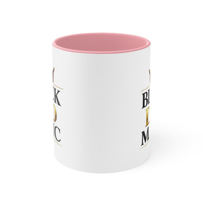 Black Dad Magic Accent Mug — Pink Interior & Handle, Crown Graphic