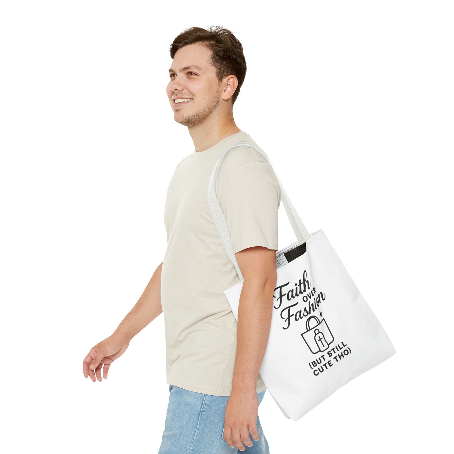 Faith Over Fashion Tote Bag - Stylish Everyday Carry, Eco-Friendly Shopping Bag, Gift for Fashion Lovers, Christian Tote, Positive Vibes
