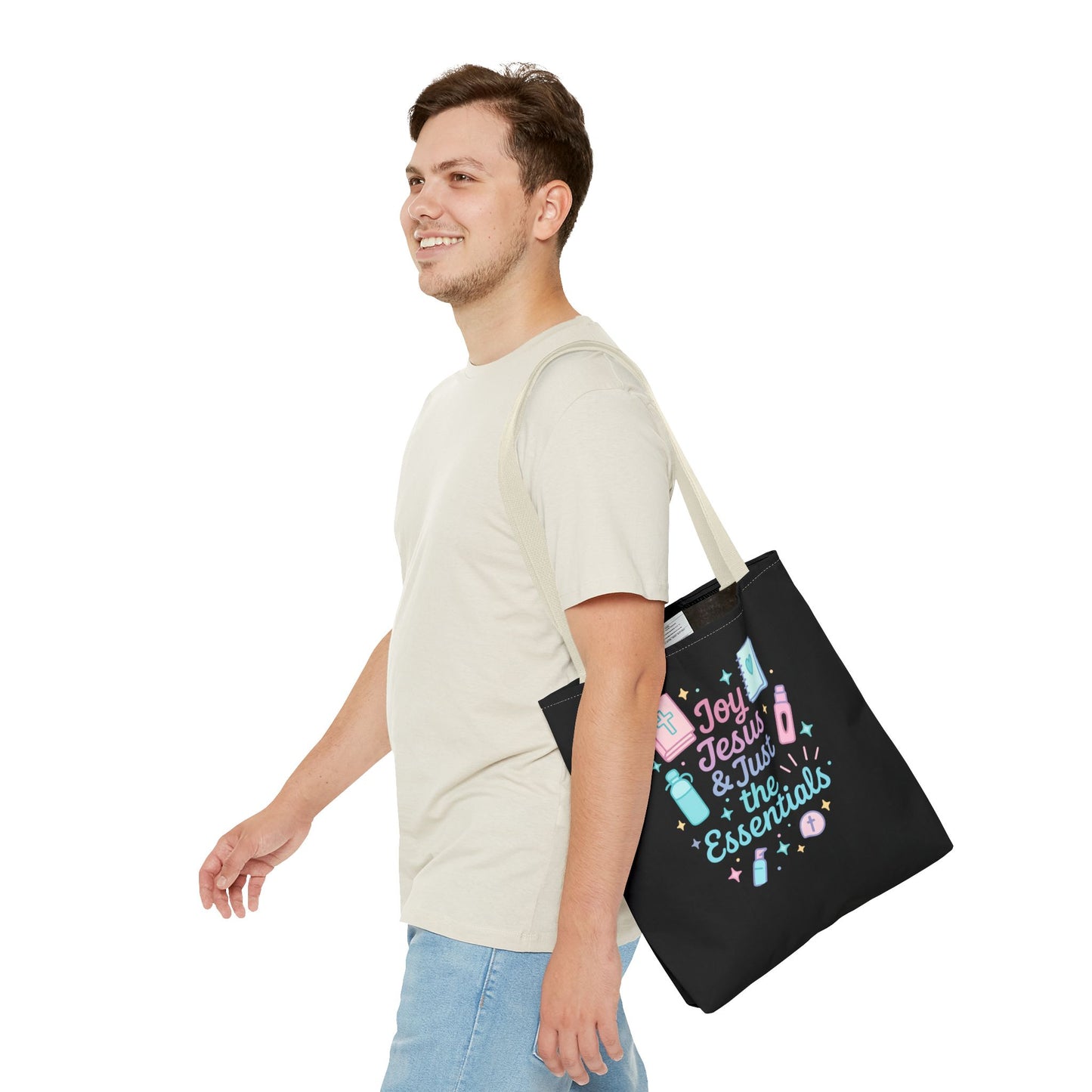 Joyful Essentials Tote Bag for Faith Lovers, Christian Canvas Bag, Unique Gift for Church, Bible Study, Everyday Use, Stylish Carryall