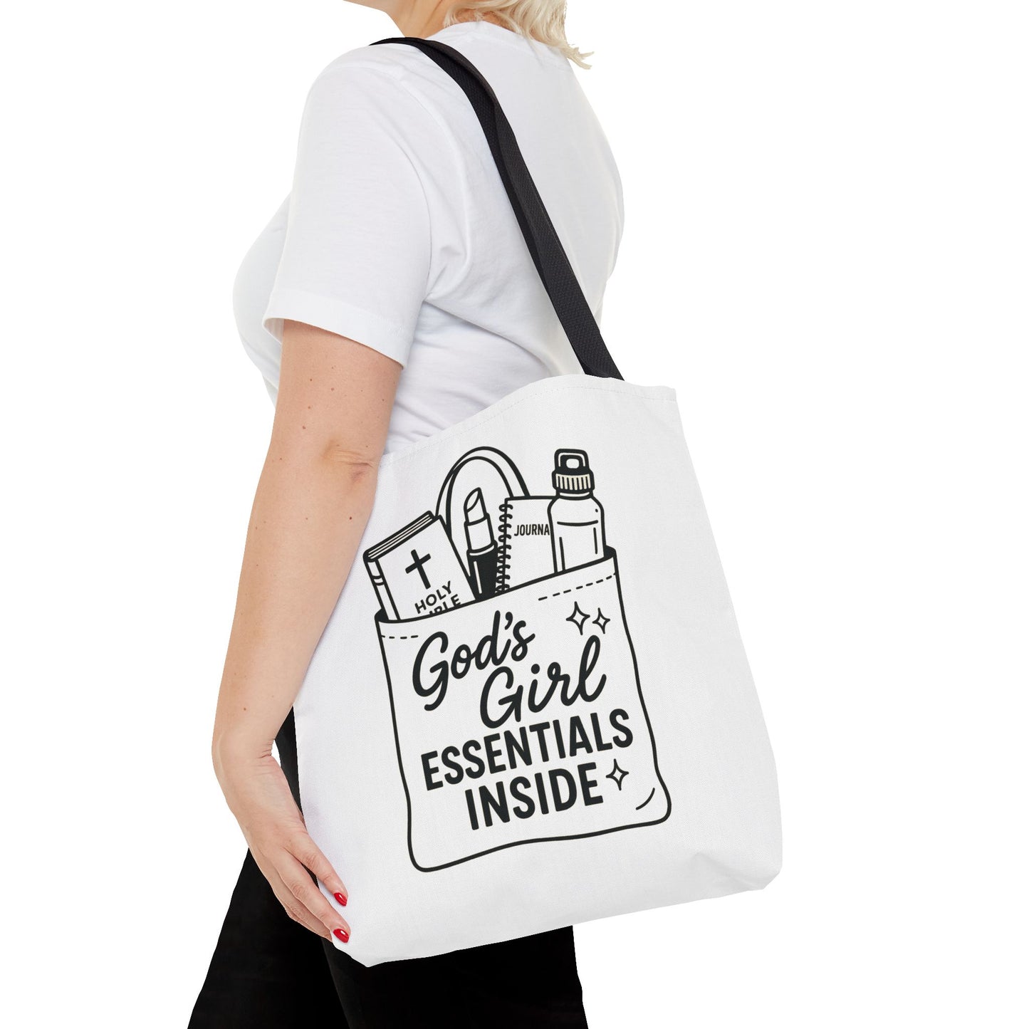 God's Girl Essentials Tote Bag | Motivational Bag for Women, Christian Gifts, Spiritual Tote, Everyday Purse, Faith-Inspired Accessory