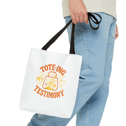 Testimony Tote Bag - Stylish AOP Bag for Daily Use, Perfect for Church, Casual Outings, or Gifts, Christian Tote, Inspirational Bag