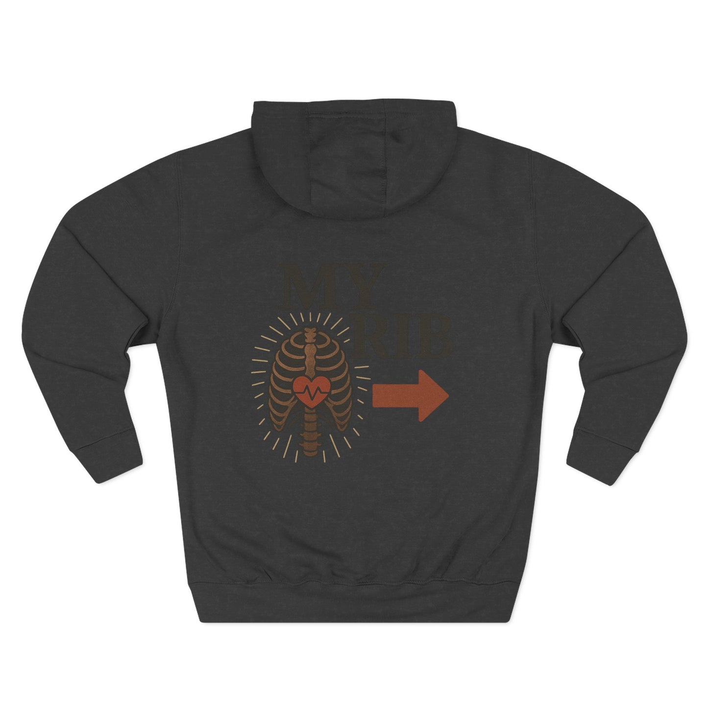 Heartfelt Rib Graphic Hoodie for Couples, Valentine's Day Gift, Matching Sweatshirt, Cozy Fleece, Romantic Style