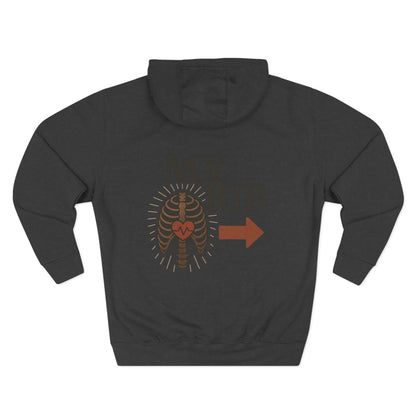 Heartfelt Rib Graphic Hoodie for Couples, Valentine's Day Gift, Matching Sweatshirt, Cozy Fleece, Romantic Style
