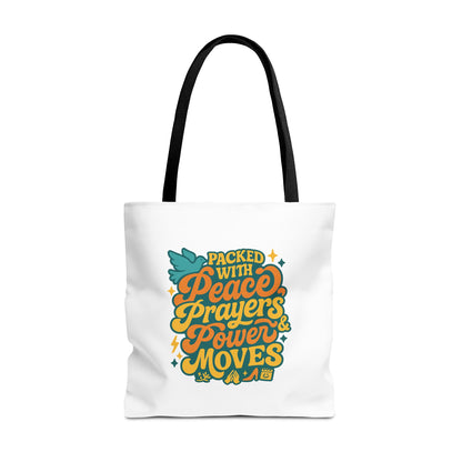Peace Prayers Power Moves Tote Bag - Eco-Friendly Reusable Shopping Bag, Gift for Spiritual Friends, Motivational Gift, Stylish [...]