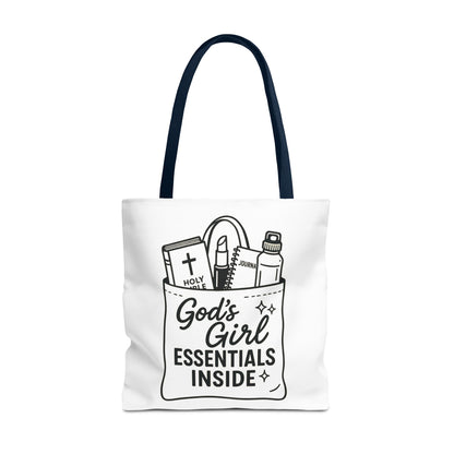 God's Girl Essentials Tote Bag | Motivational Bag for Women, Christian Gifts, Spiritual Tote, Everyday Purse, Faith-Inspired Accessory