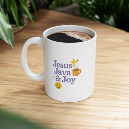Jesus Java and Joyful Ceramic Mug - Perfect for Coffee Lovers, Gift for Tea Enthusiasts, Fun Kitchen Decor, Birthday Present, Relaxing Moments