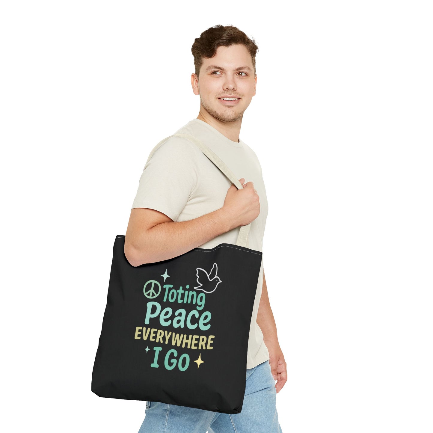 Peace-Themed Tote Bag Empower Your Journey, Eco-Friendly, Shopping, Beach, Gifts, Everyday Use
