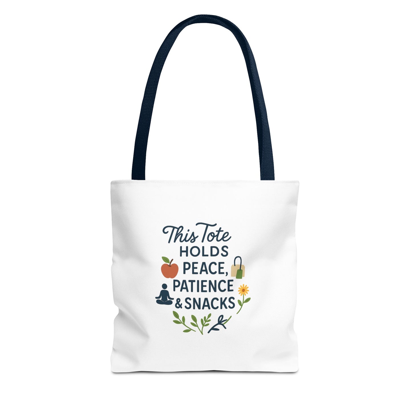 Peace, Patience & Snacks Tote Bag | Eco-Friendly Shopper, Gift for Friends, Beach Tote, Daily Carryall, Motivational Bag