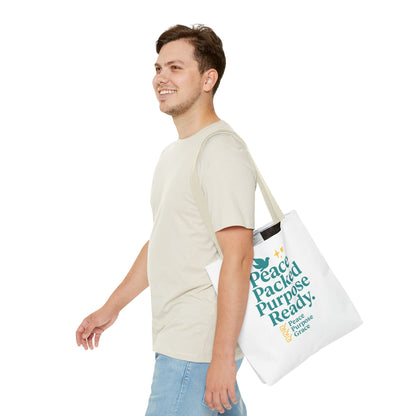 Motivational Tote Bag - Peace Packed Purpose Ready, Inspirational Eco-Friendly Bag, Gift for Friends, Stylish Everyday Use, Shopping, Gym