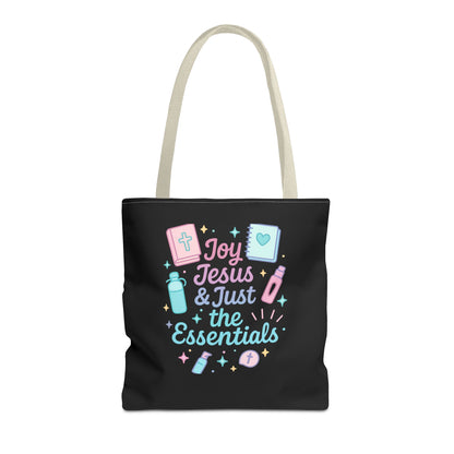 Joyful Essentials Tote Bag for Faith Lovers, Christian Canvas Bag, Unique Gift for Church, Bible Study, Everyday Use, Stylish Carryall