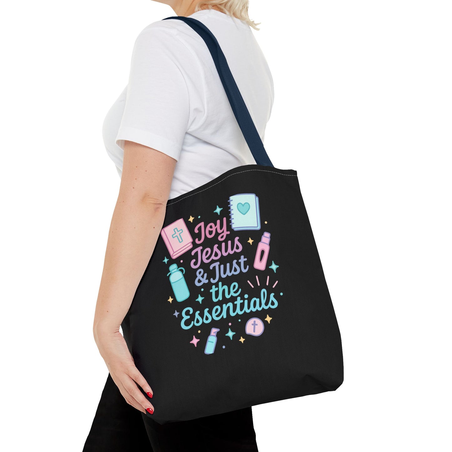 Joyful Essentials Tote Bag for Faith Lovers, Christian Canvas Bag, Unique Gift for Church, Bible Study, Everyday Use, Stylish Carryall