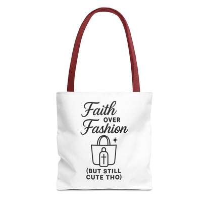 Faith Over Fashion Tote Bag - Stylish Everyday Carry, Eco-Friendly Shopping Bag, Gift for Fashion Lovers, Christian Tote, Positive Vibes