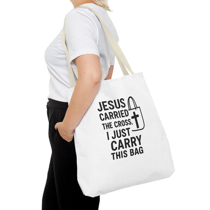 Christian Tote Bag - Jesus Carried the Cross, Everyday Use, Gift for Believers, Church Events, Eco-Friendly Shopping Bag