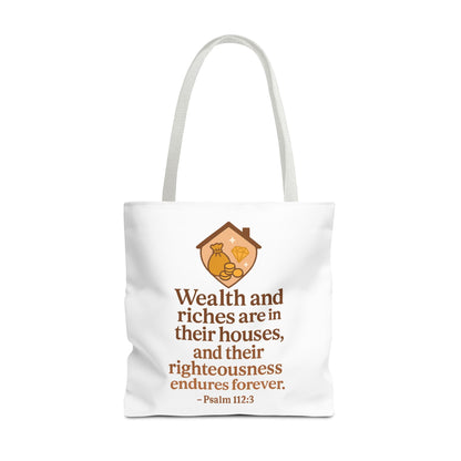 Inspirational Tote Bag with Psalm 112:3 Quote, Motivational Gift, Reusable Shopping Bag, Bible Verse Tote, Religious Accessory, [...]