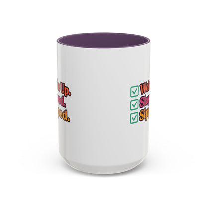 Woke Up Slayed Sipped Coffee Mug, Motivational Mug Gift, Fun Coffee Cup, Inspirational Office Mug, Morning Routine Mug
